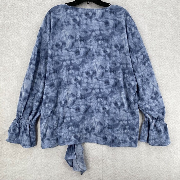 STUNNING Juicy Couture‎ Blouse Womens XXL Crepe Gauzy Front Knot Top Flowy 2XL - Picture 2 of 14